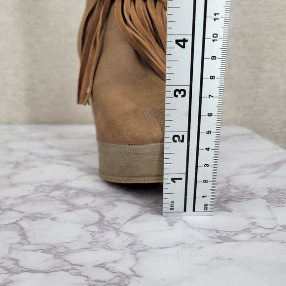 Sbicca Vintage Collection Zepp Women's Brown Fringe Wedge Boots Bootie - Picture 11 of 14